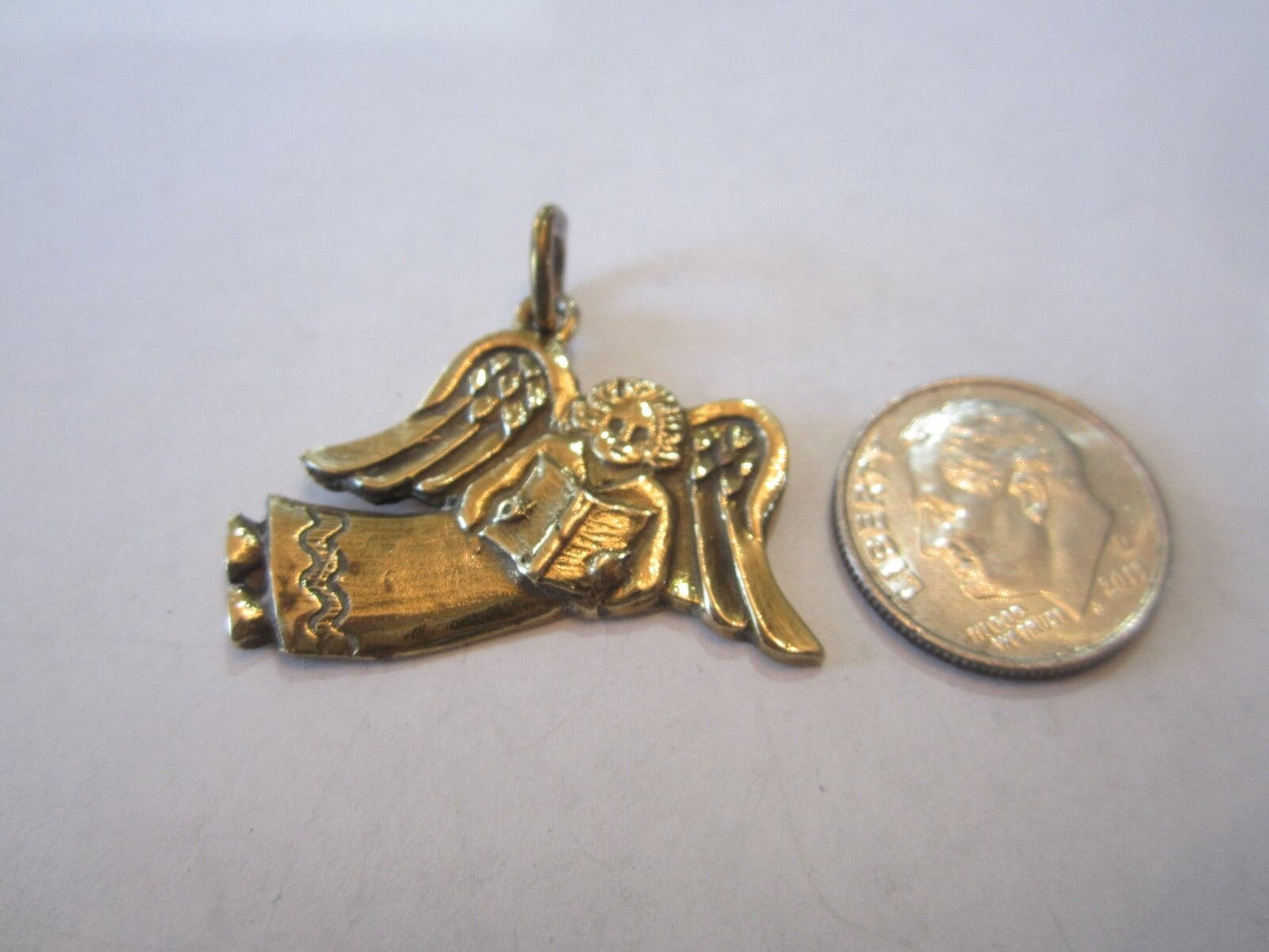 RETIRED Jeep Collins Beautiful Brass Guardian Angel Vintage Pendant