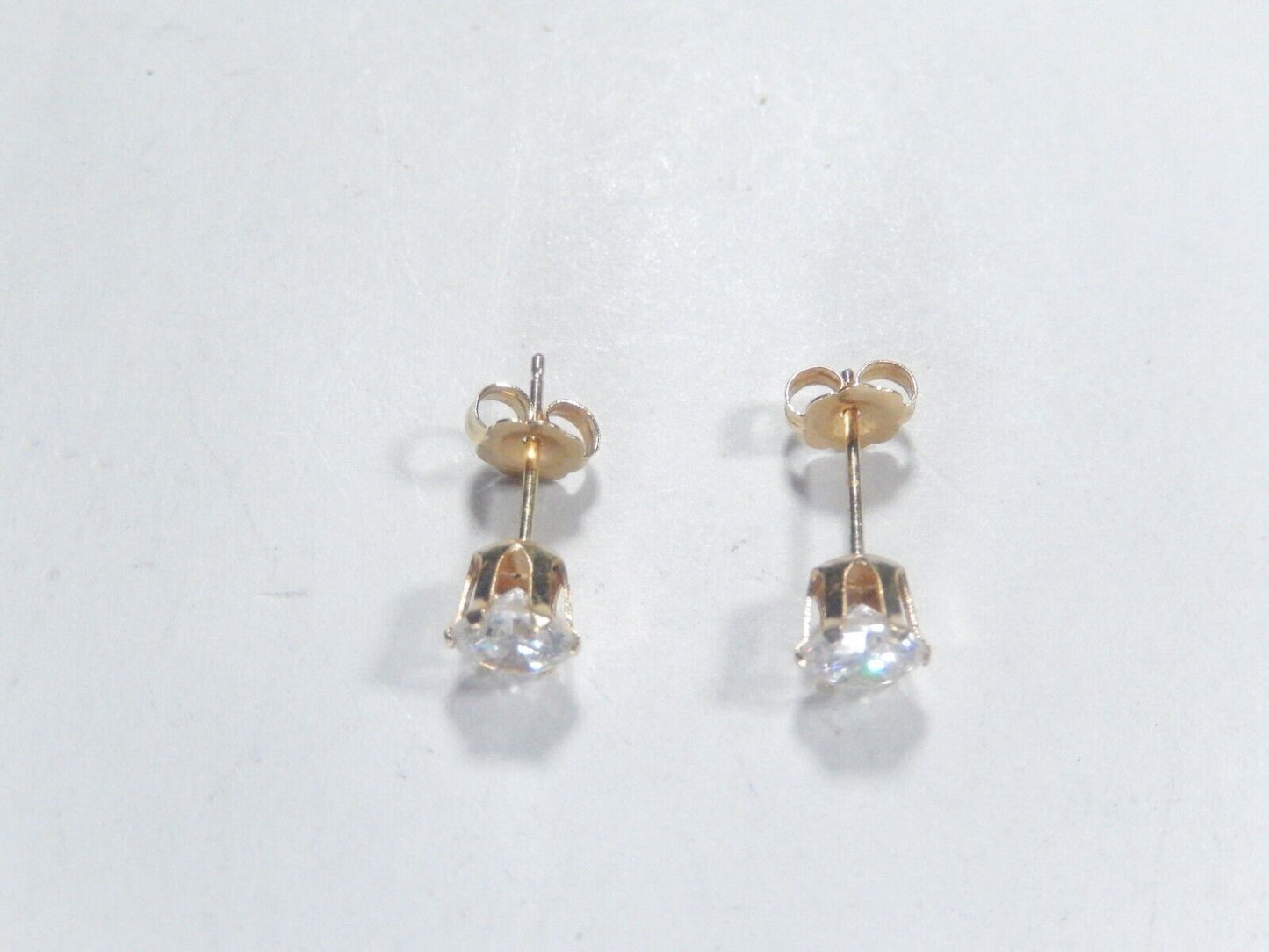 Solid 14k Yellow Gold 1 CT CZ Stud Earrings