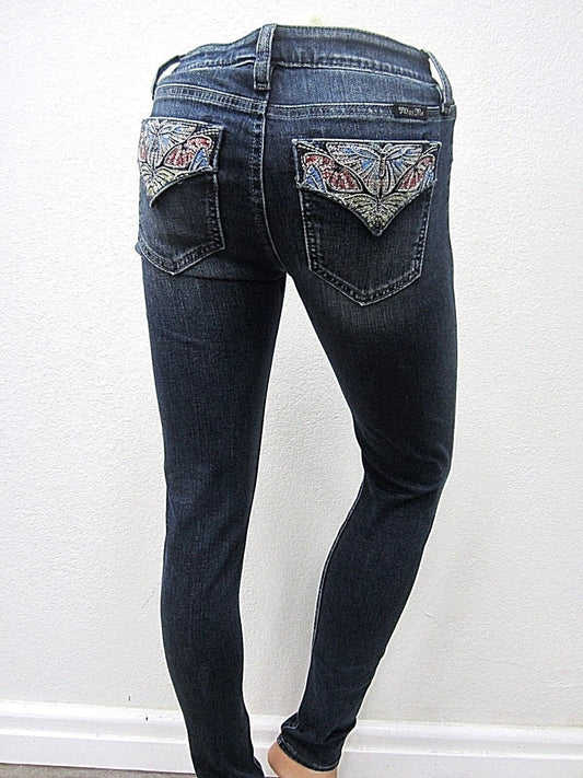 NWT MISS ME Embellished Pockets Skinny Stretch Jeans 24 x 30 Medium Blue M3033S