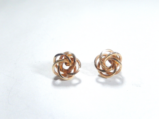 *VINTAGE*  14K Yellow Gold Polished Swirl Circle Earrings 1/2"