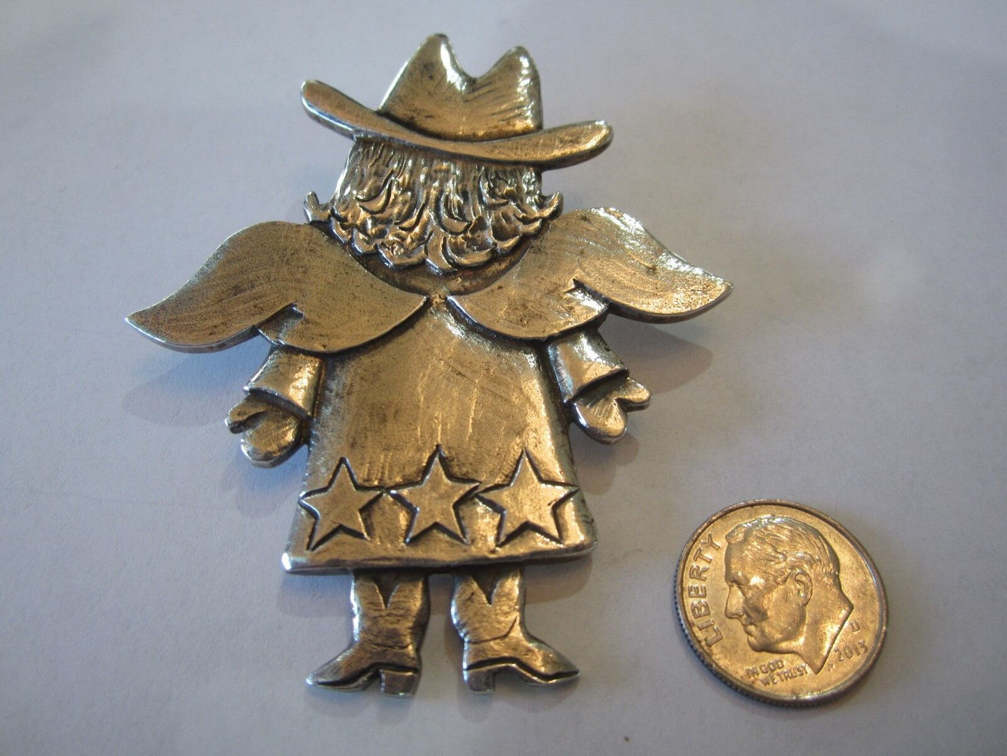 Jeep Collins Silver Large Statement Pendant Women Guardian Angel Cowgirl Jewelry