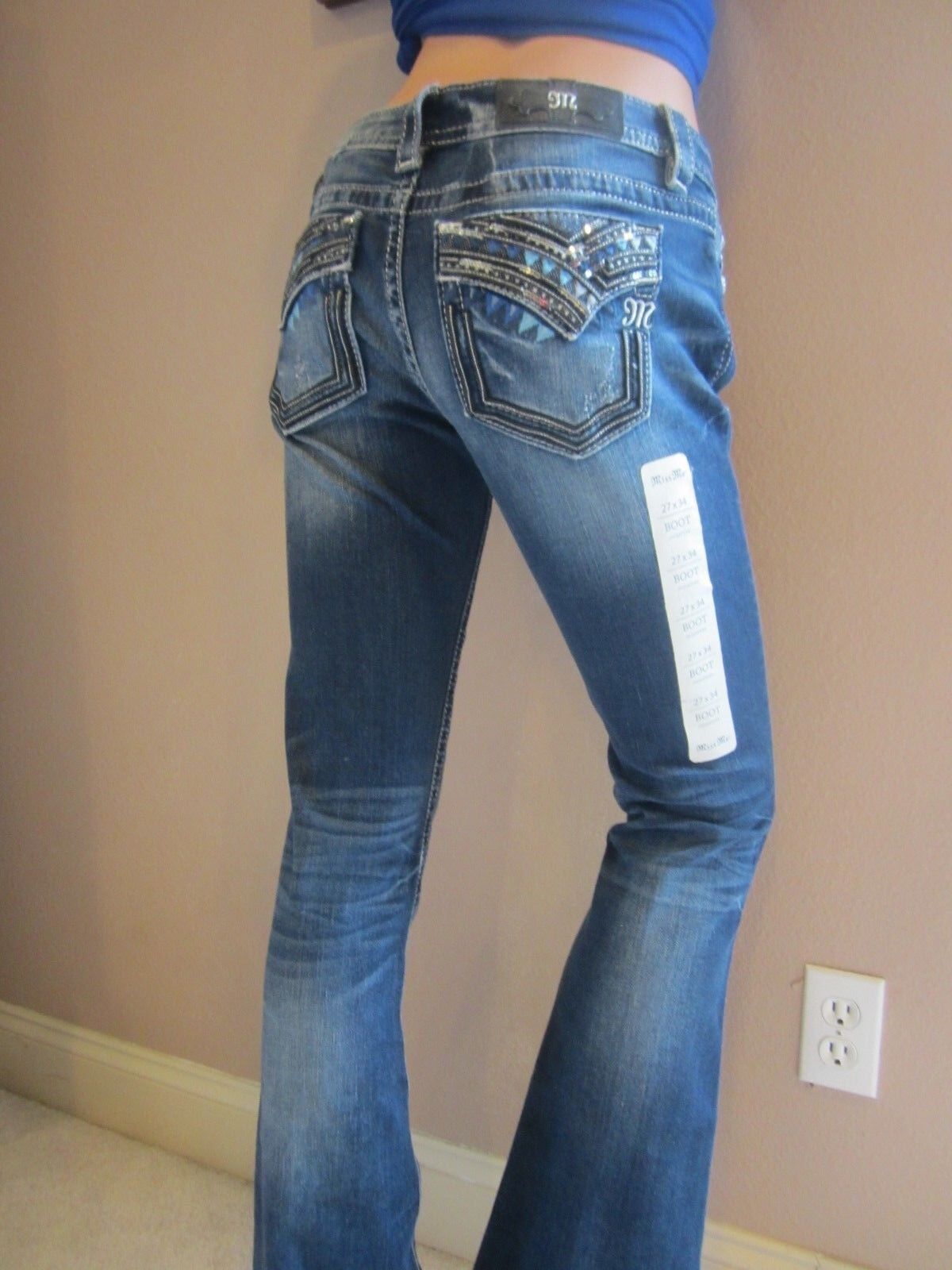 Buckle MISS ME Embellished Signature Boot Cut Stretch Jeans 27 x 34 NWT