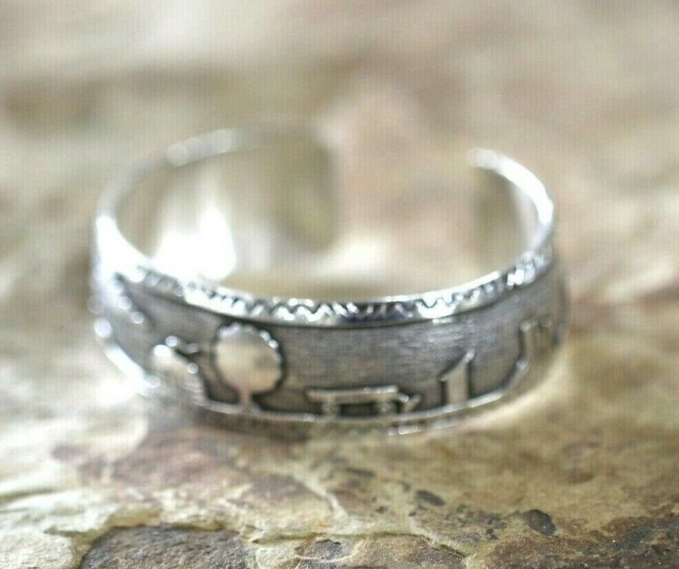*VINTAGE*  UNISEX Sterling Silver 925  Story Telling Cuff Bracelet