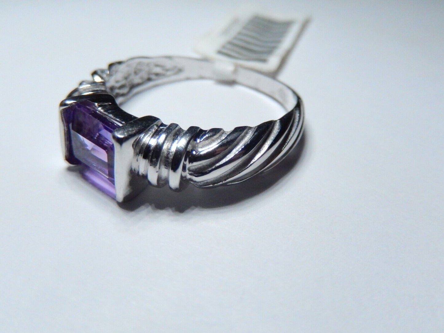 10k White Gold 1.50 Carat Genuine Purple Amethyst Solitaire Ring Size 9