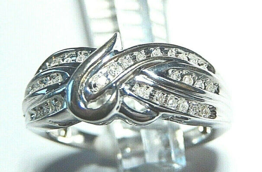 10K WHITE GOLD "LOVE"  CUTOUT .33CT DIAMOND LADIES RING Size 7.25