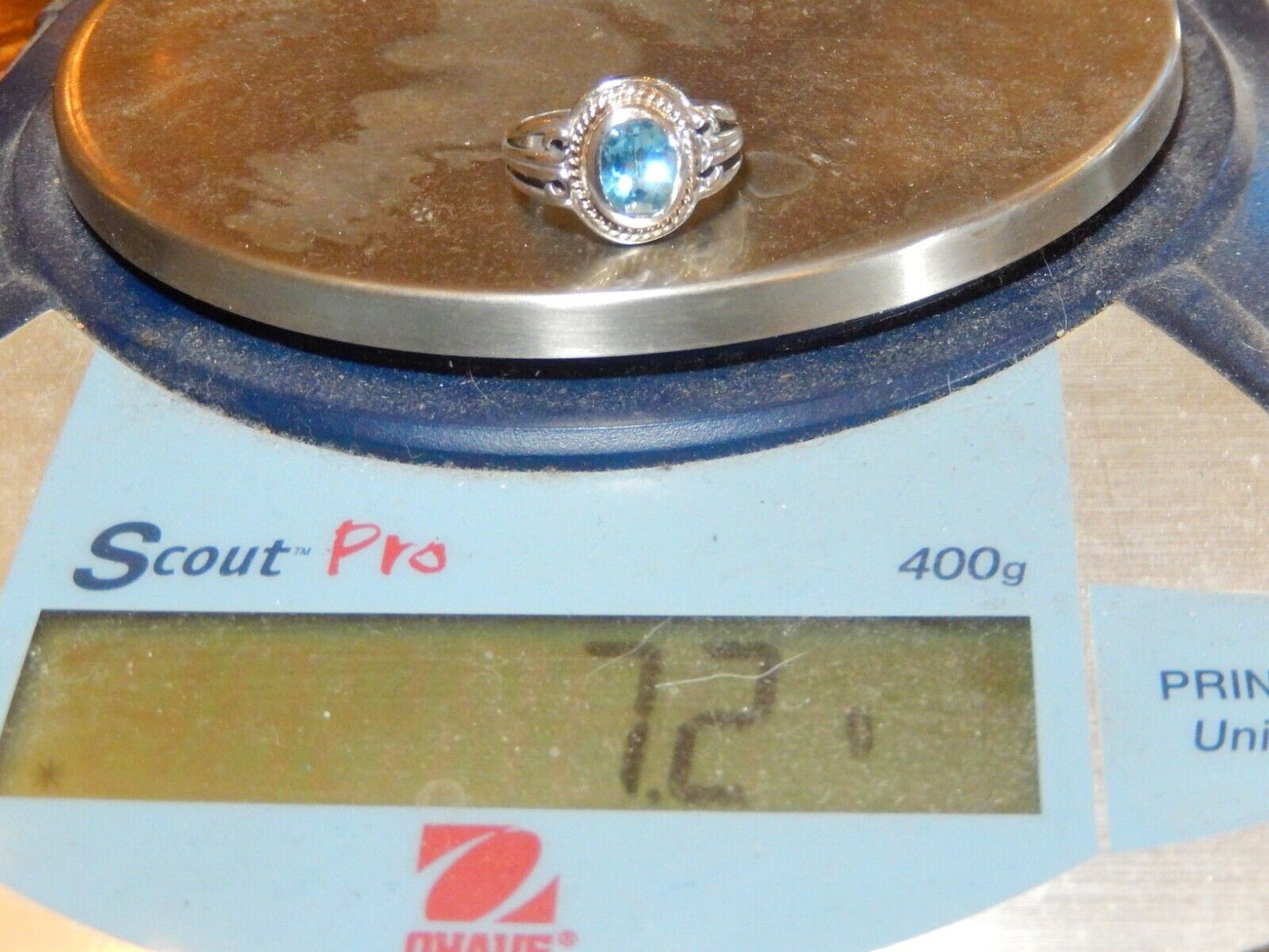 GORGEOUS 14K YELLOW GOLD & STERLING SILVER 2.00 CT BLUE TOPAZ  RING SZ 7.5