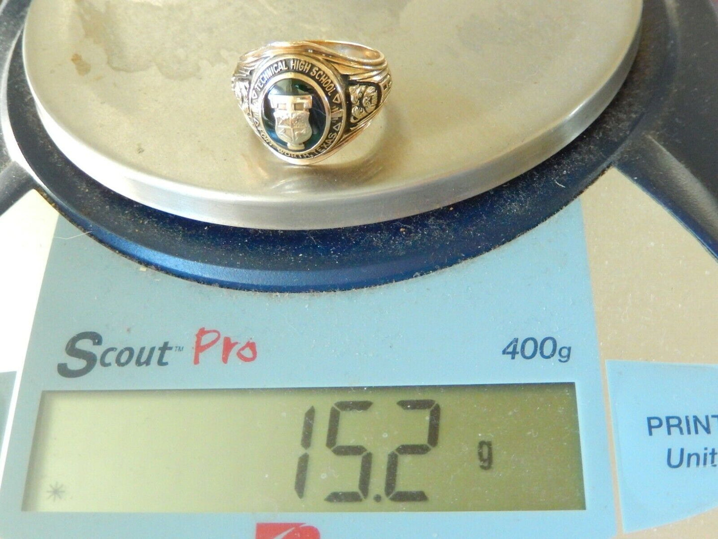 *VINTAGE* Heavy 1946 Haltoms Solid 10K Yellow Gold Class Ring with Great Detail