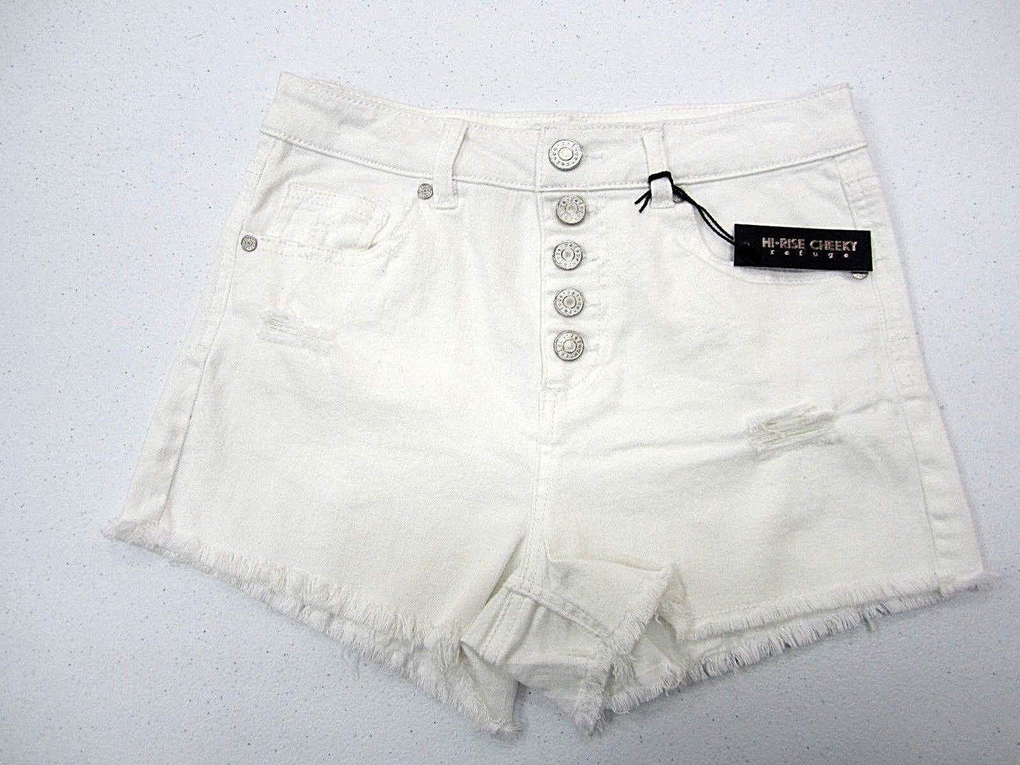 NWTRefuge Distressed 5 Button Denim Shorts Cheeky HiRise Charlotte Russe Size6