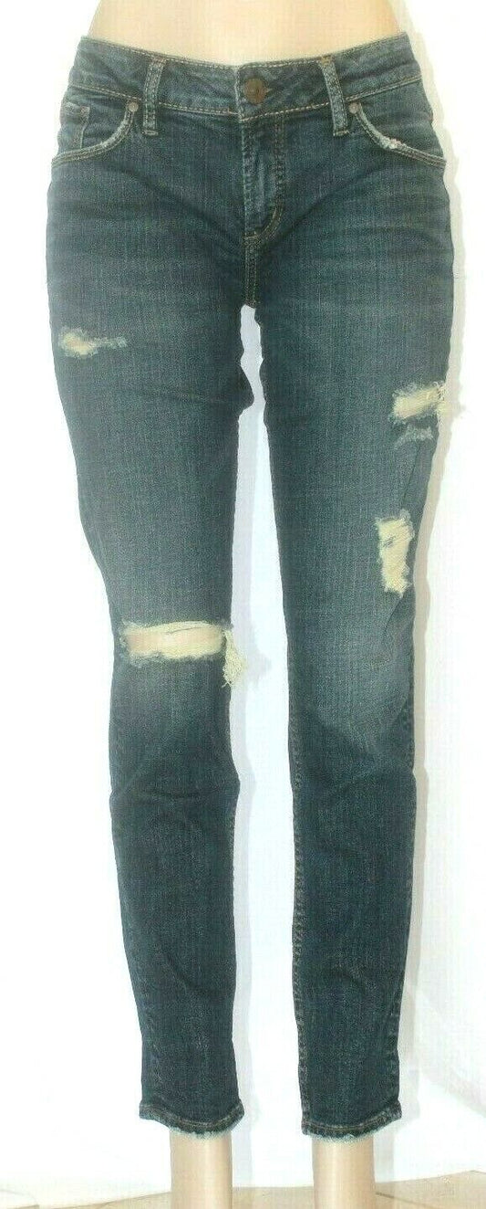*NWT* Silver Jeans Sam Boyfriend Jeans Slim Leg Mid Rise Indigo Distressed 27x27