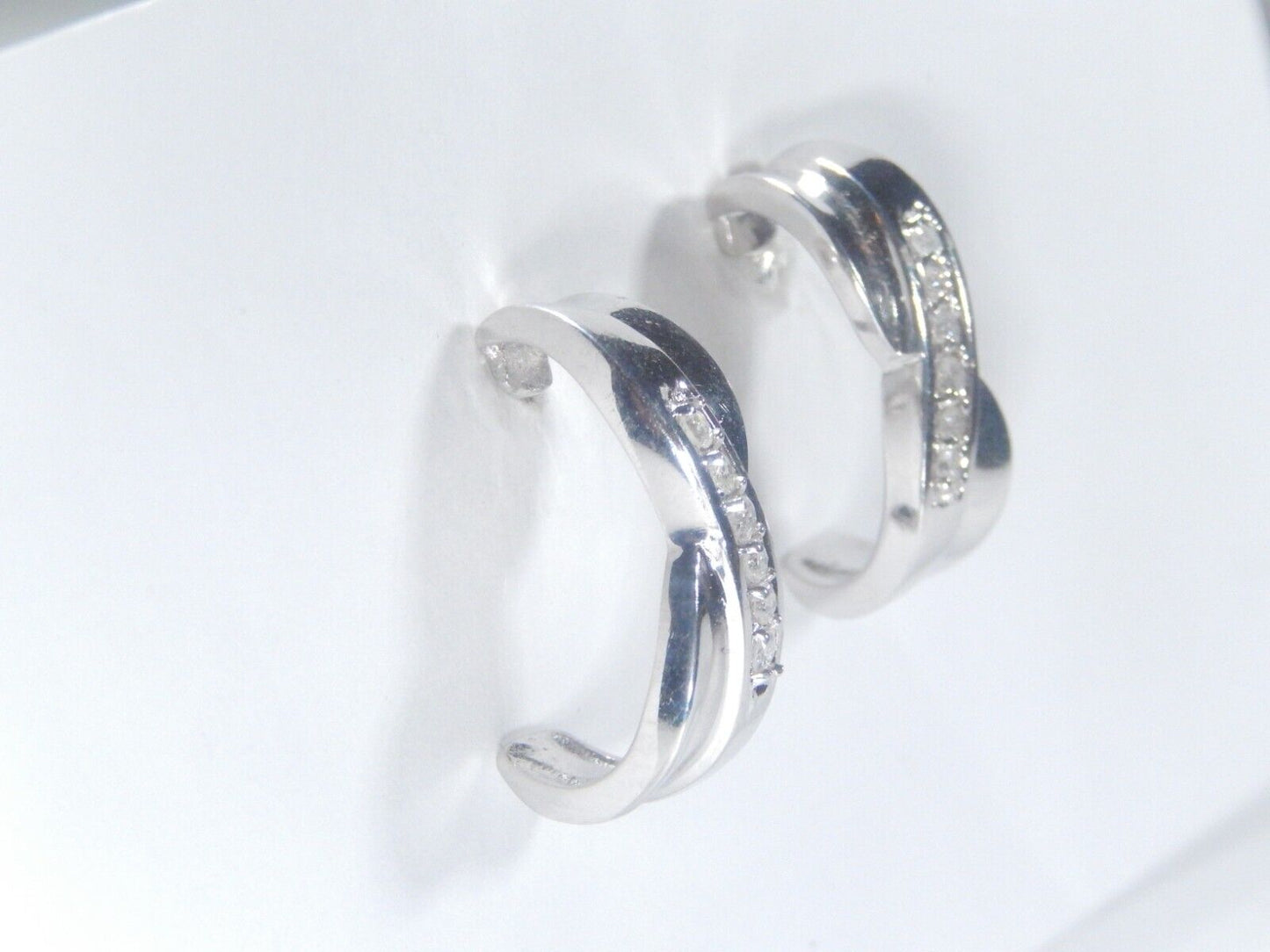 14k  White Gold X Style Post Earrings 12 Natural Diamonds 7.4 Grams