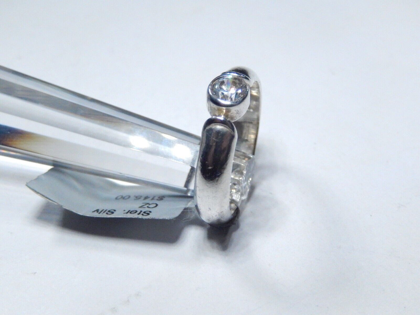 *VINTAGE* Sterling Silver 1/4 CT Cubic Zirconia Bezel Solitaire Wedding Ring Sz7