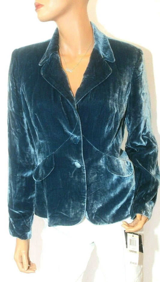 *NWT* $149.  ALFANI St. Moritz Sapphire Petite Velour Womens Blazer Size 12P