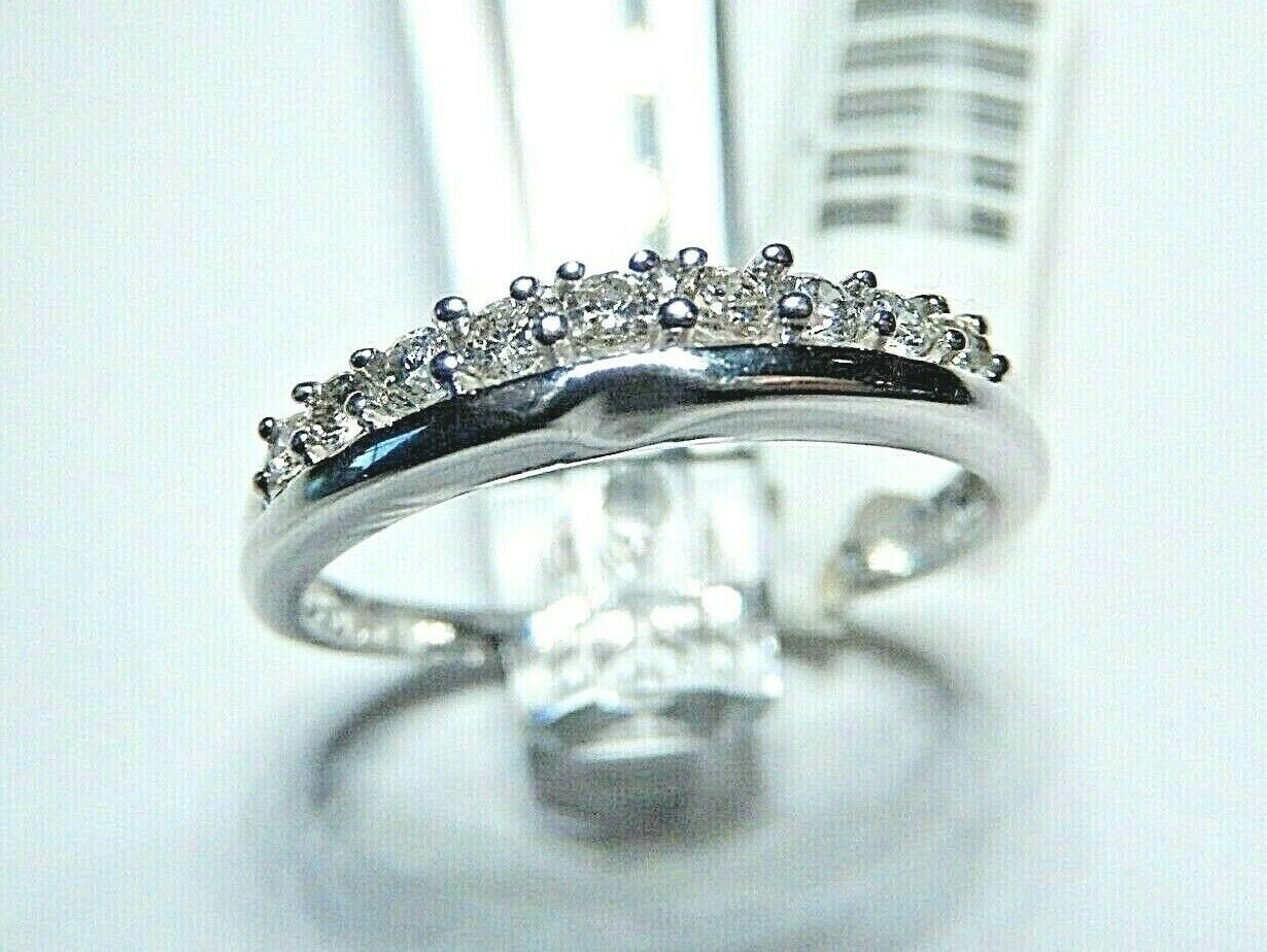 *NWT* 14K White Gold VS Diamond Band for Inset Against Solitaire Mount Size 7.25