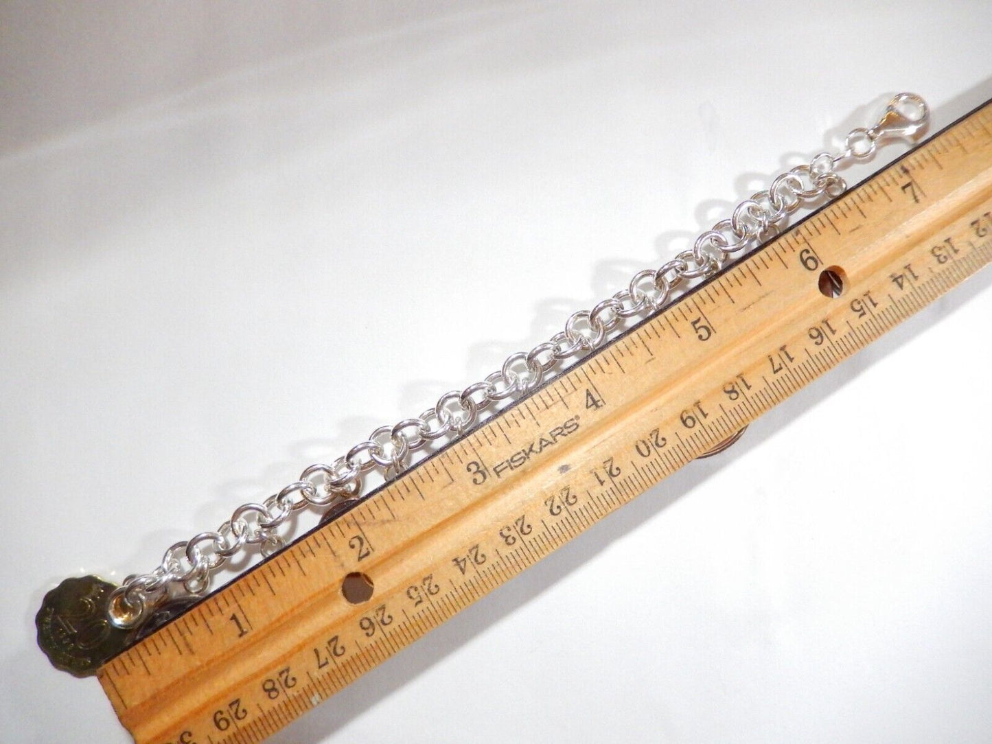 *VINTAGE*  Sterling Silver Italy International Coin Bracelet 7” Unique Piece!