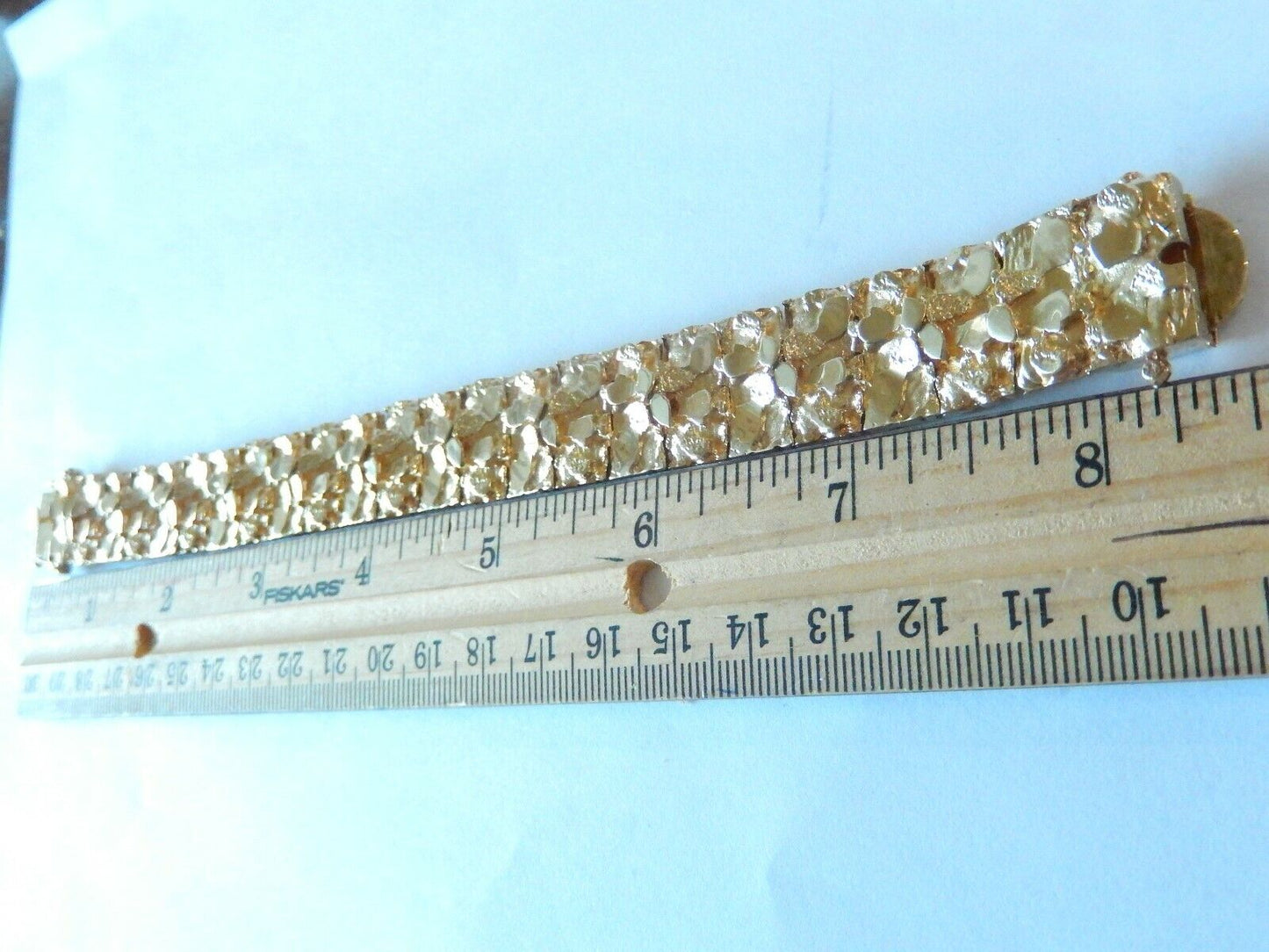 Men's 14k Yellow Gold Heavy 17mm 75.02gms Wide Nugget Panel Link Bracelet 8.25"