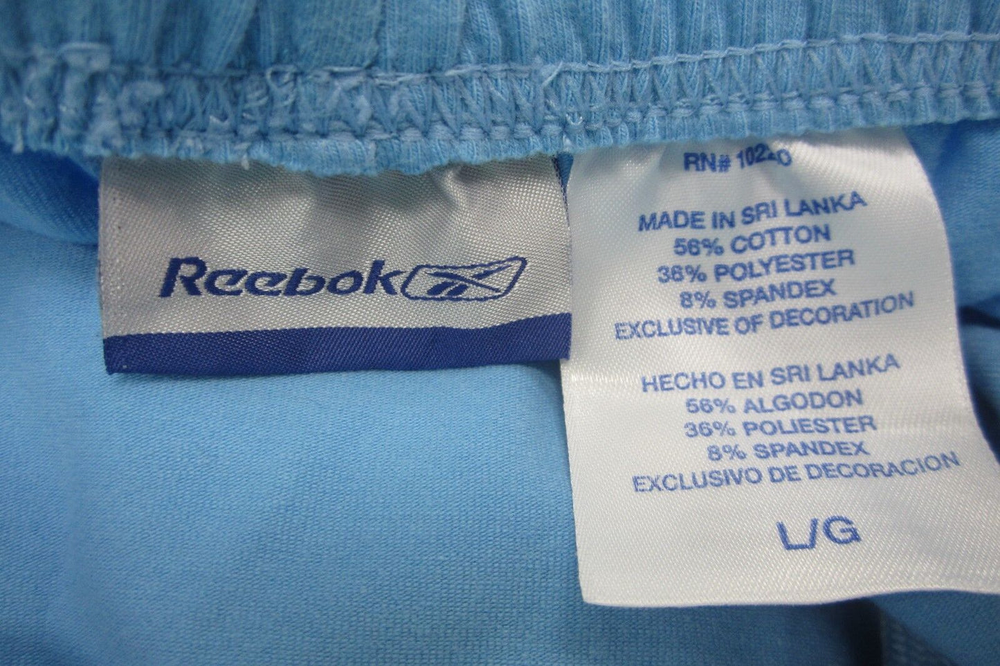 *NWT*  Reebok Womens Blue Capri Pants Elastic Drawstring Waist Athletic Size Lg