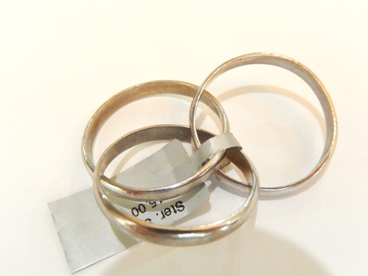 *VINTAGE*  Sterling Silver Three Connected Rings Size 9 1/2