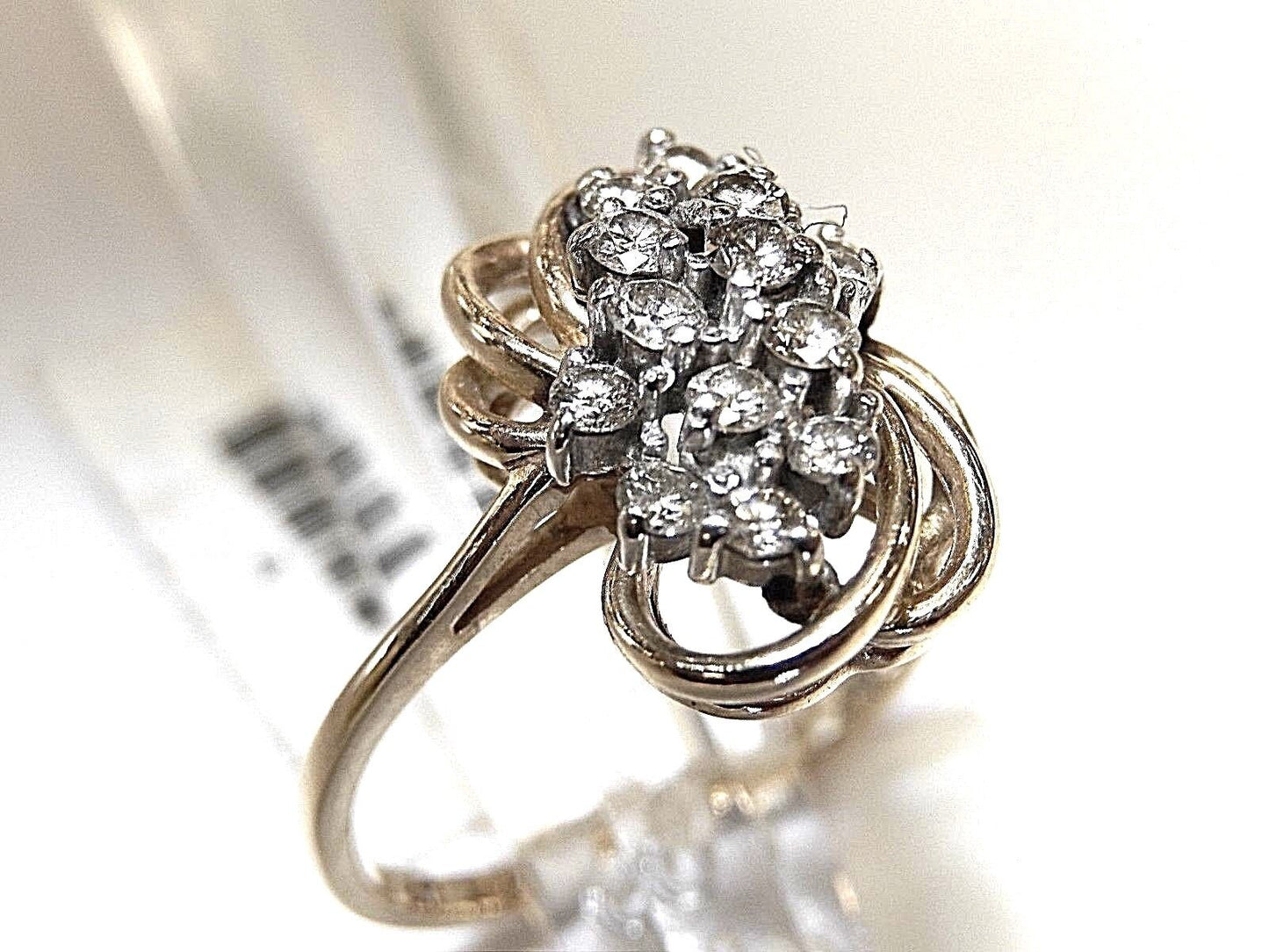 14k Solid Yellow Gold 2/3CT Natural Diamond Cluster Cocktail Ring ~ Size 7.75