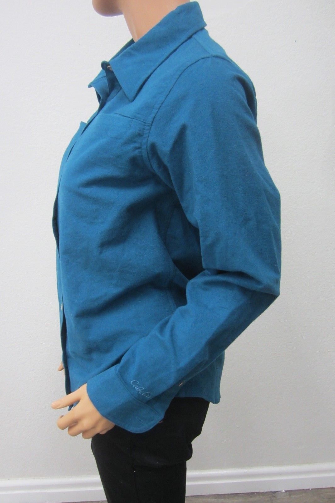 *MINT*Cabelas Women's Thick Warm Blue Flanel Regular Long Sleeve Shirt Sz Med
