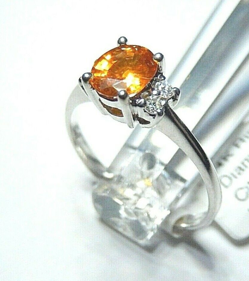 *NWT* 14k White Gold Oval Citrine And Diamond Ring Size 6