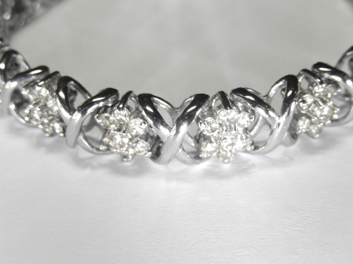 4.75 CT  Natural Round Cut 119 Diamond Heavy Bracelet in 14k White Gold 7.5"