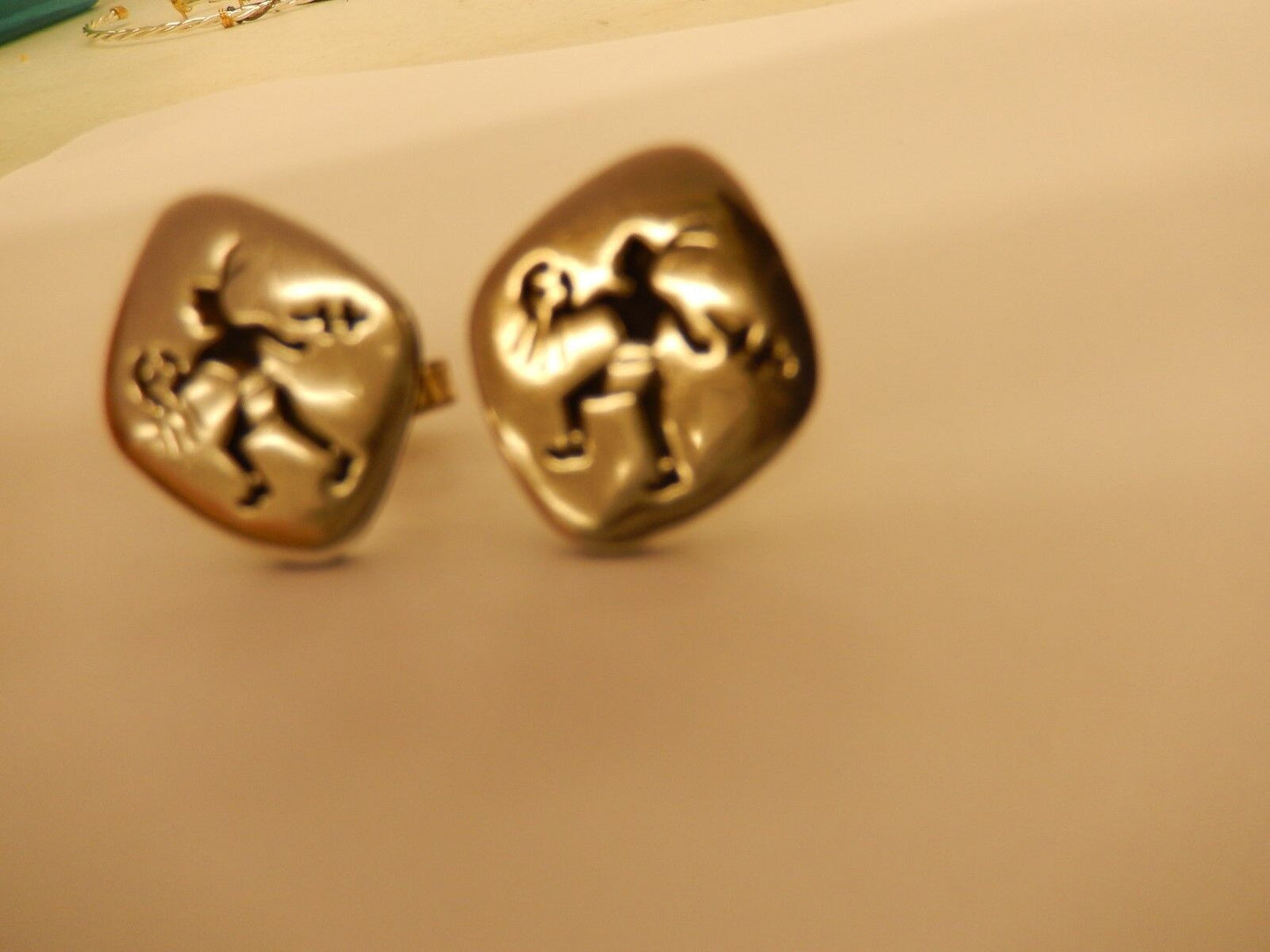 RARE Vintage Southwest Dancing Indian Brave Sterling Silver Cufflinks