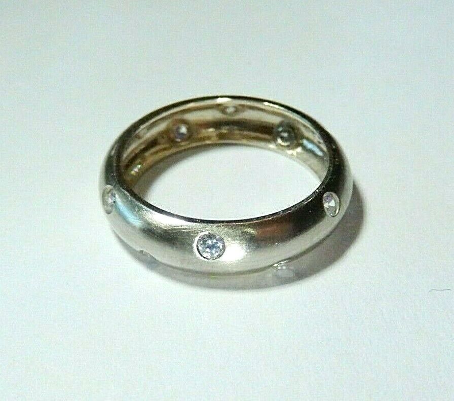 14k Yellow Gold 5mm Wide Dome Wedding Band cz Ring Size 7.5