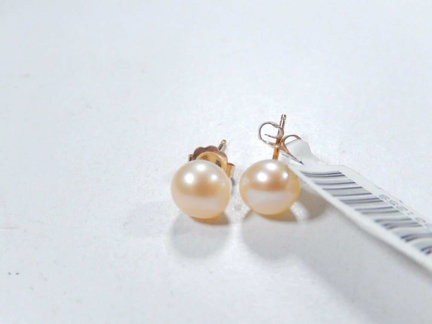 14K Yellow Gold 6.5mm Cultured Pearl Button Stud Earrings