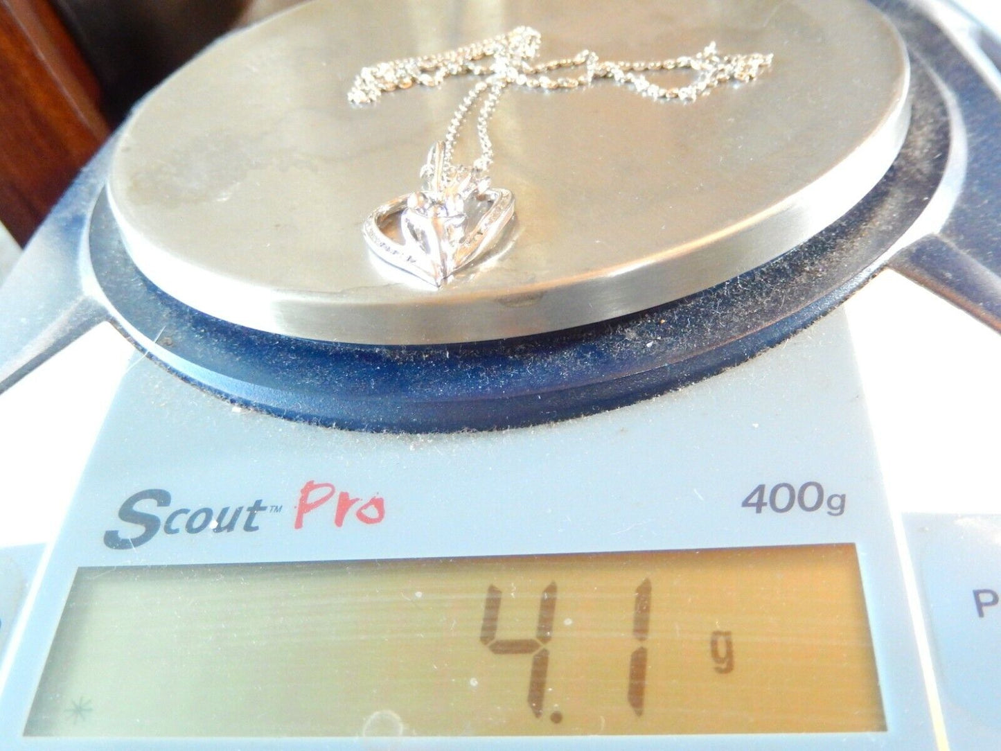 *NWT* Mother Father Child Heart Pendant 10k White Gold 1/4 CT Diamonds w18"chain