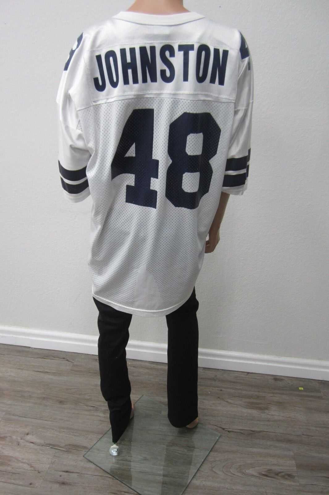 VTG Champion Daryl "The Moose" Johnston Dallas Cowboys White Jersey #48 Sz XL 52