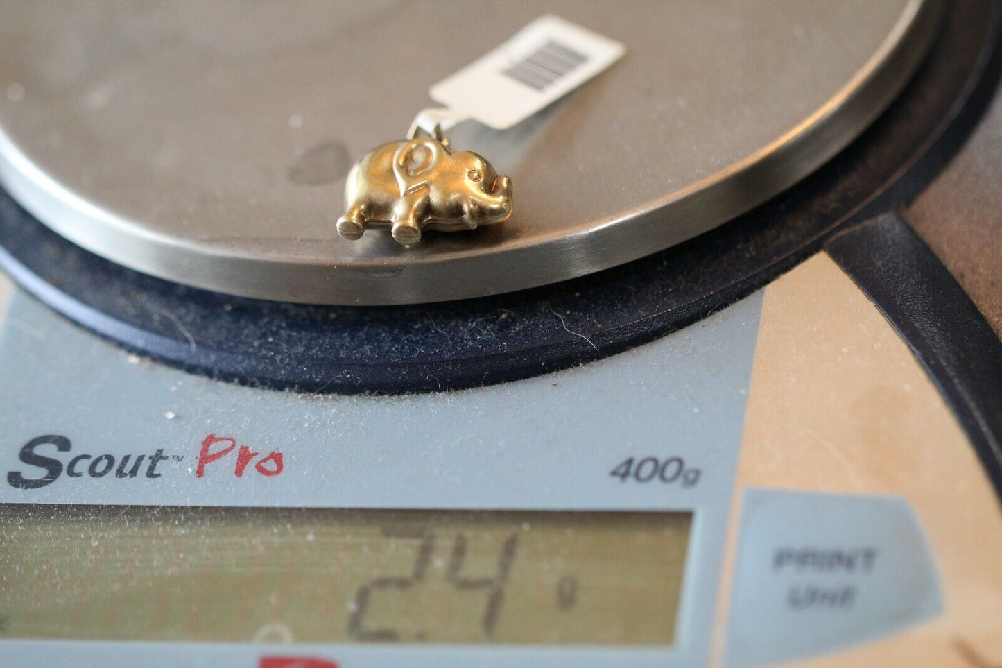 *VINTAGE*  14k Yellow Gold 3D Elephant Charm or Pendant 20mm x 15mm
