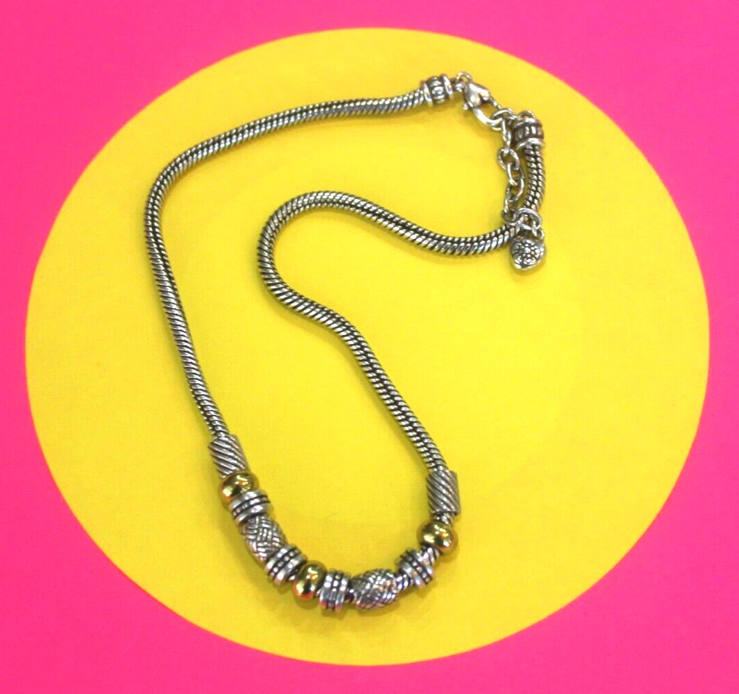 Brighton Calypso Silver Plate Etched Sliding Beads Chain Necklace