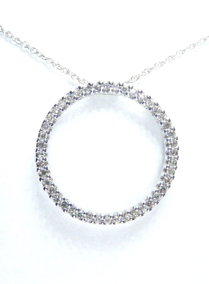 *NWT*  10k White Gold 44 Natural Diamond Circle of Life Love Pendant w/18" Chain