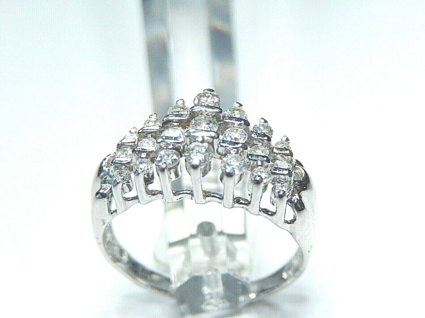 *NWT* 14K White Gold .50CT VS Natural 21 Diamond Pyramid Tiara Ring  Size 7.75