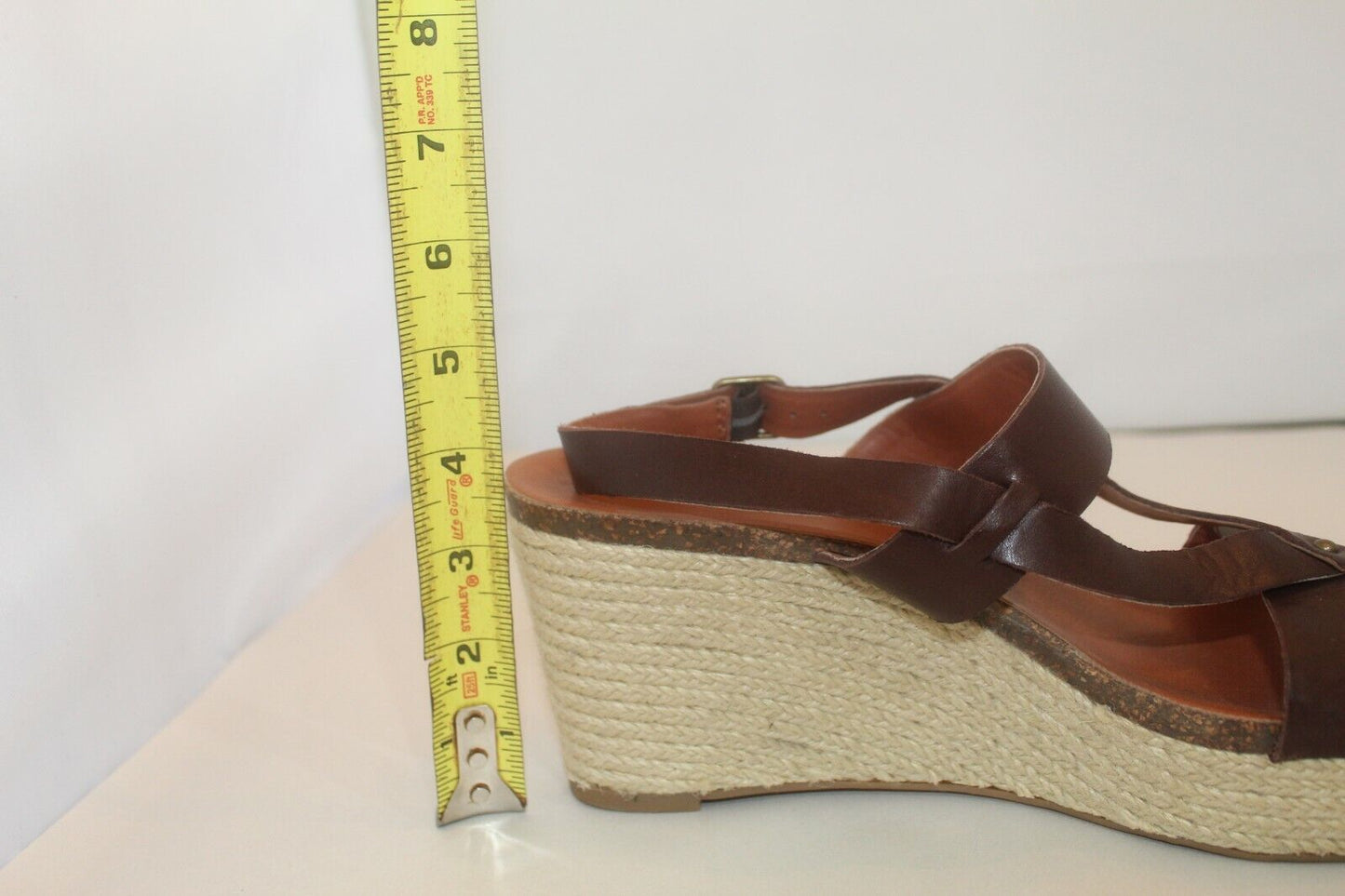 Lucky Brand Wedge Sandals Straw Open Toe Brown Shoes Buckles Boho Shoes Size 9.5