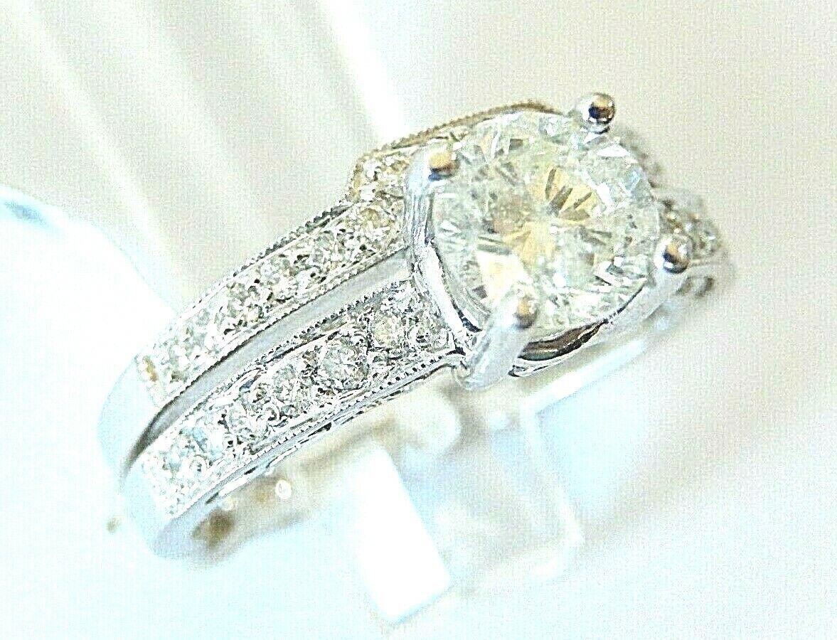 1.25 Ct Natural Diamond Wedding Bridal Set Real 14K White Gold Rings Sz 7