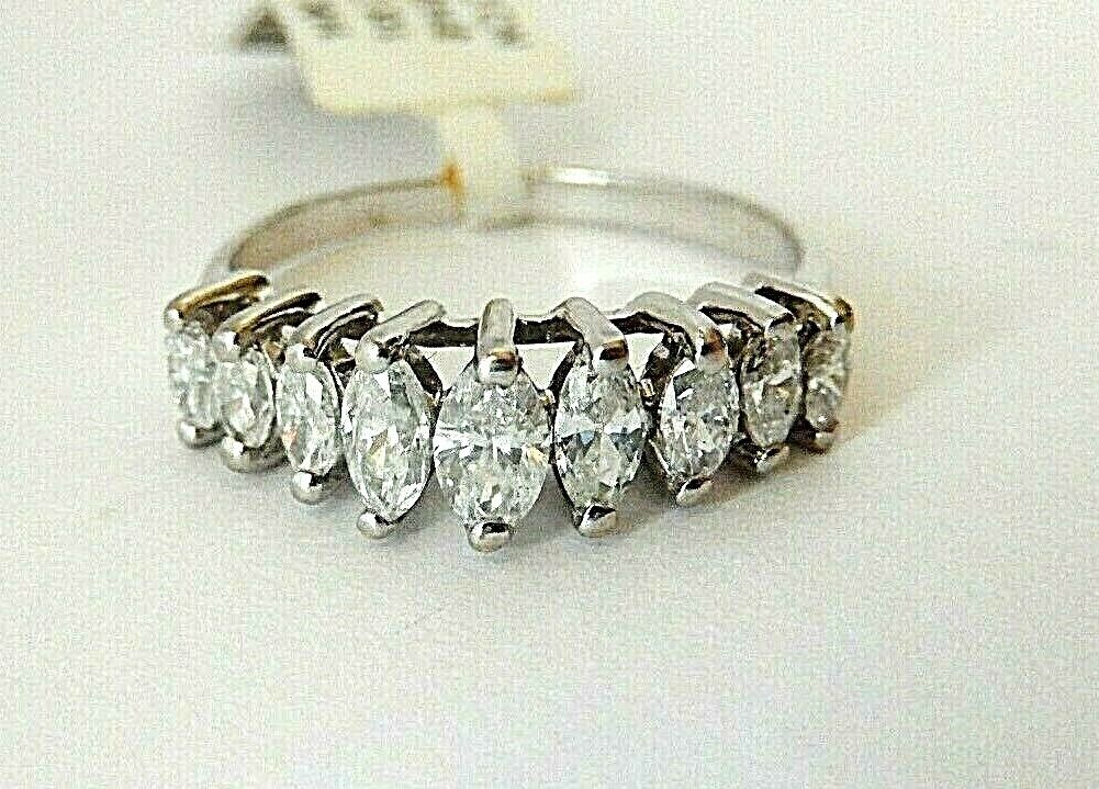 1Ct Marquise Cut Natural Diamond Engagement Wedding Band 14k White Gold Sz 8.75