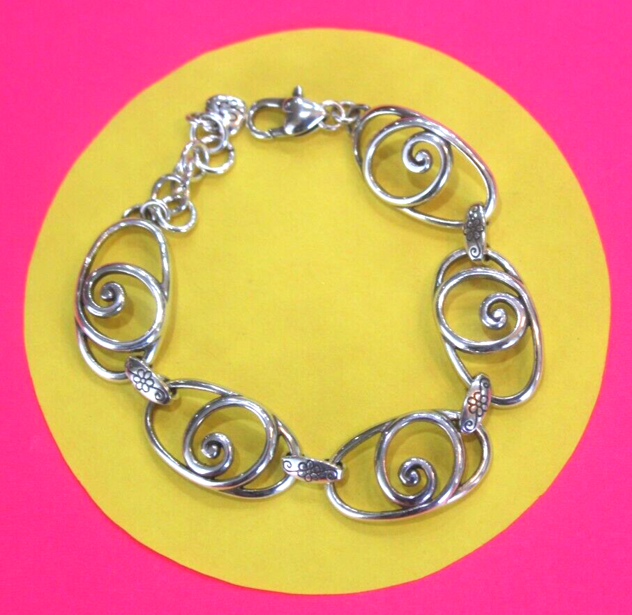 RETIRED Brighton ROCK N SCROLL Bracelet Silver Plated Oval Swirls