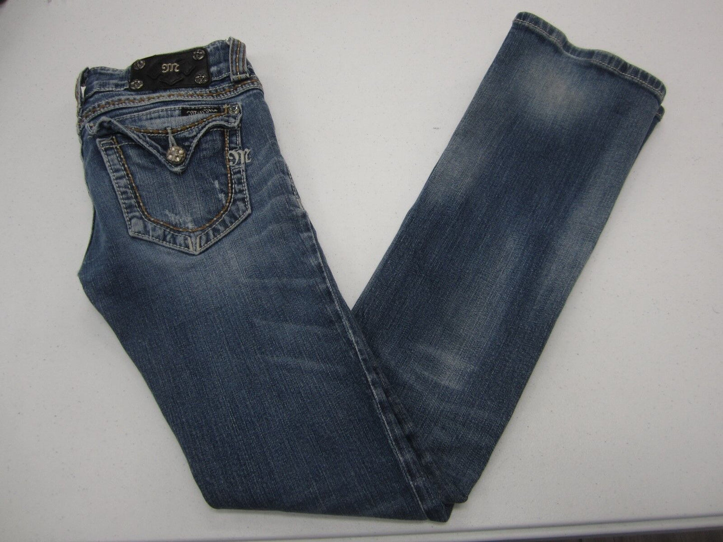 NICE Miss Me Boot Cut Jeans  JPW5078 Medium Blue Flap Pocket Size 26 x 32