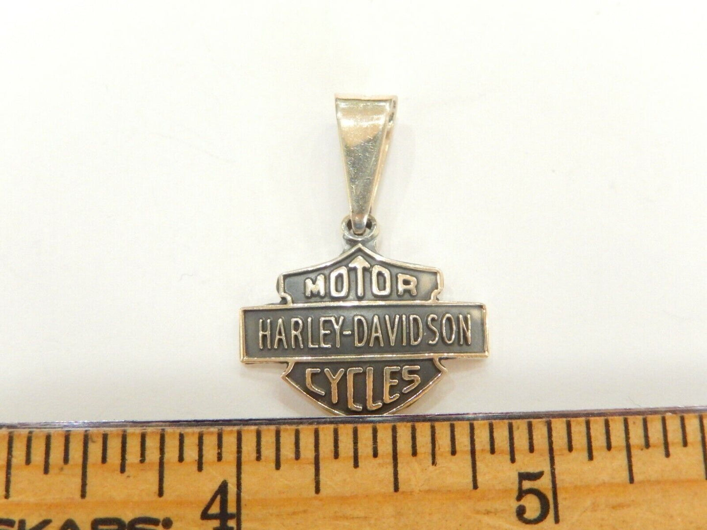 HD Biker Motorcycle  Sterling Silver 925 Pendant 1 1/8" x 7/8"  3.8gms