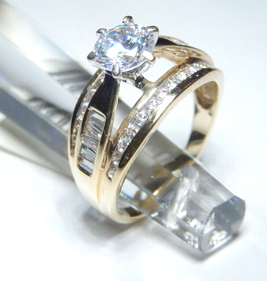 *NWT*  10k Yellow Gold 1.50 CT CZ Pretty Engagement Ring Sz 7.25