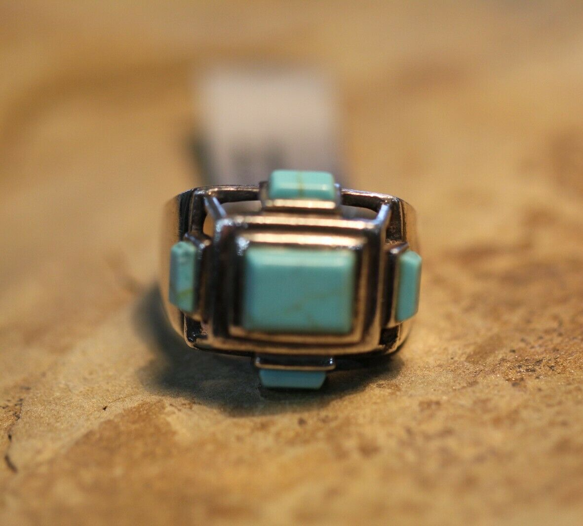 Vintage Sterling Silver Turquoise Southwest Style Ring  Size 7.25