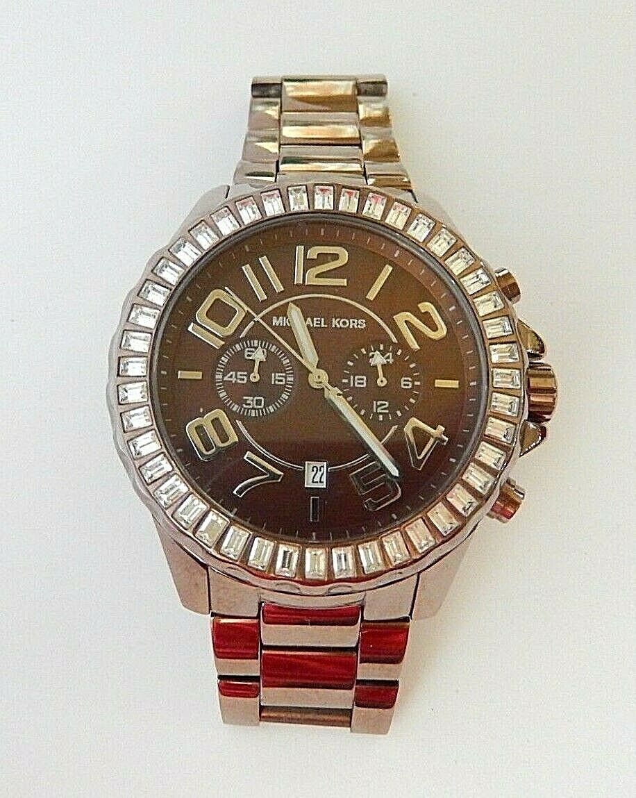 MICHAEL KORS WOMENS  BRONZE COLOR WRIST WATCH RHINESTONE MK5592 AUTHENTIC