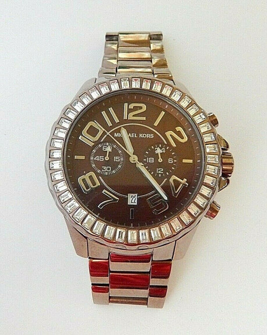 MICHAEL KORS WOMENS  BRONZE COLOR WRIST WATCH RHINESTONE MK5592 AUTHENTIC