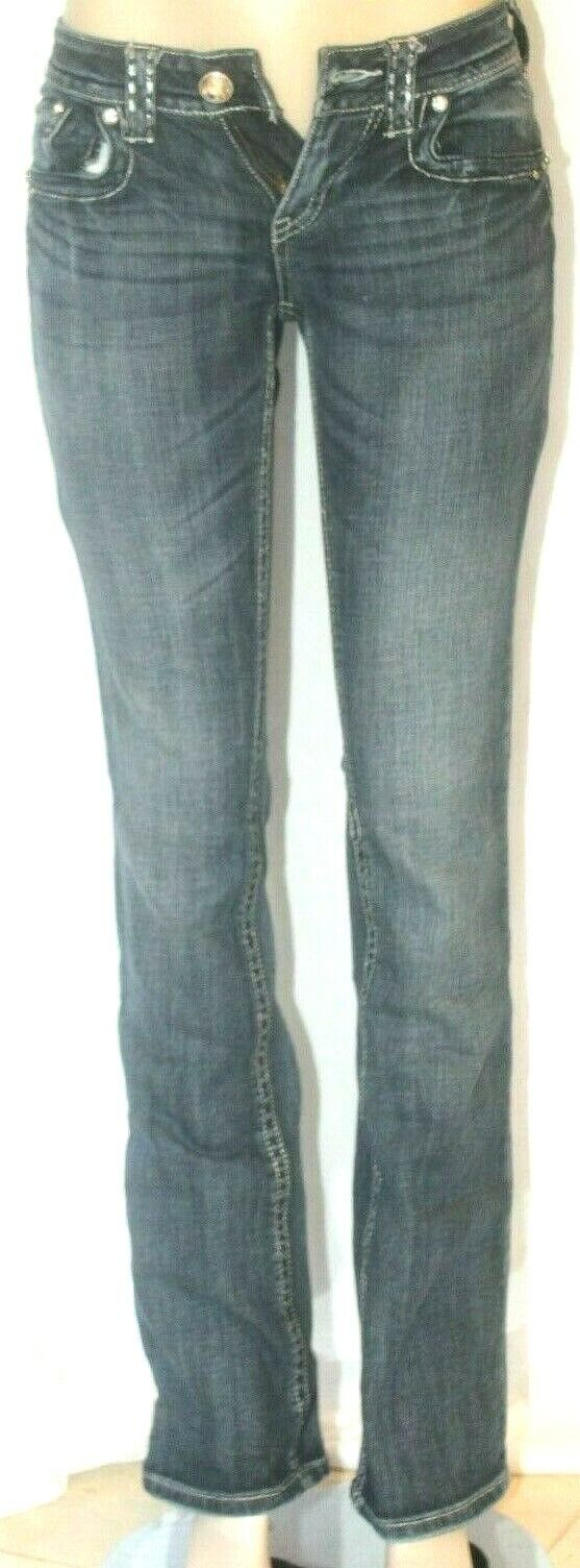 Grace In LA Suuper Embellished Jeans Mid Rise Flap Easy Bootcut Sz 7 (27 x 33.5)
