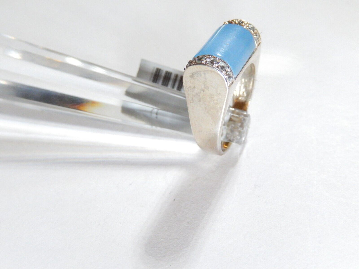 *VINTAGE*  Sterling Silver Blue Chalcedony & Blue Topaz Accent Band Ring Sz 6.75