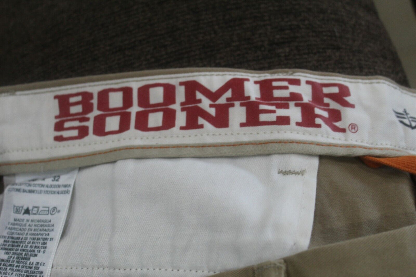 NWT Dockers Game Day Classic Flat Front Khaki Pant Oklahoma Sooners Tan Sz 38x32