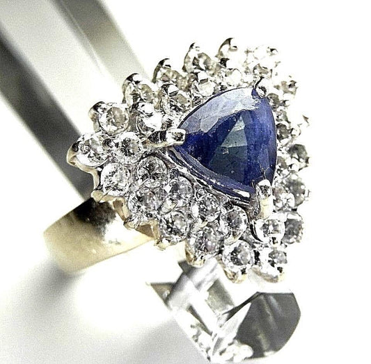 VINTAGE  2.50 CT Natural Tanzanite & Natural Diamond Ring 14K Yellow Gold Sz5.25