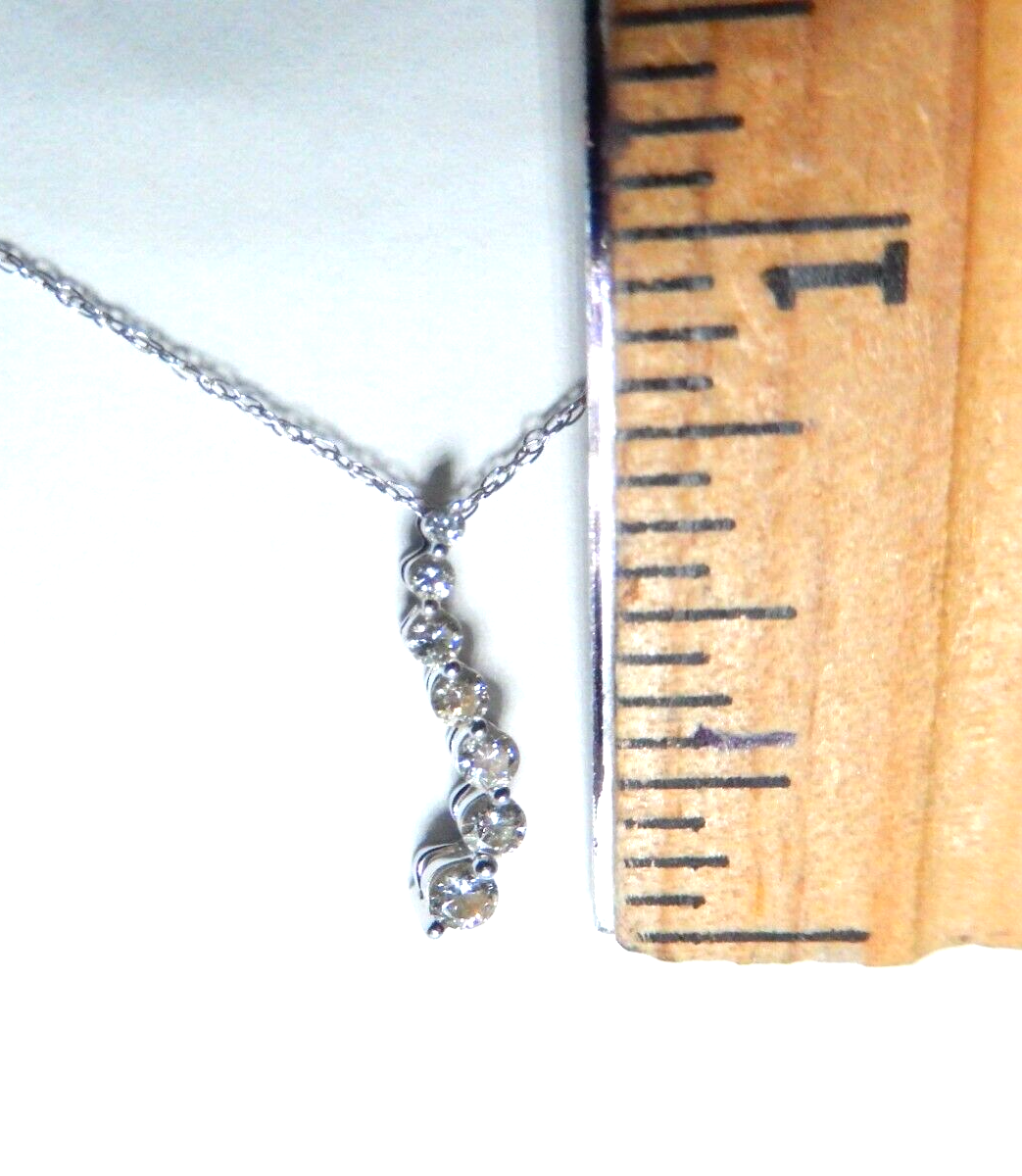 14K White Gold .25CT  Diamond Journey Pendant w/ 18" Chain