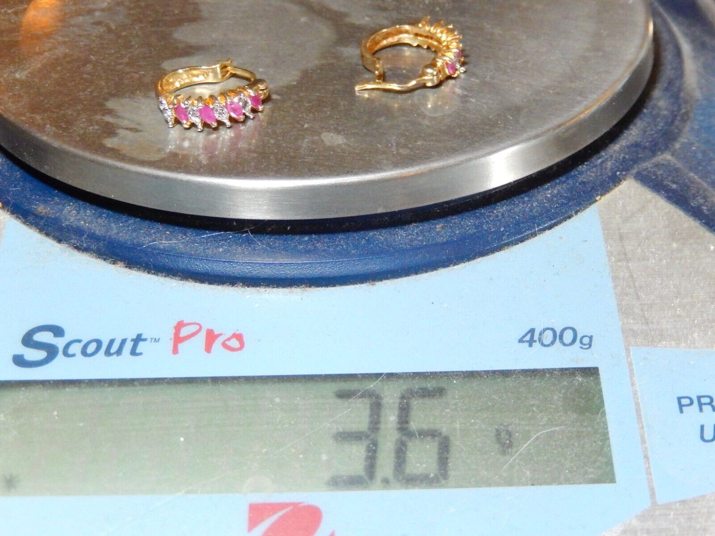 Sterling Silver Vermeil Marquise Ruby & Diamond Accent Huggie Hoop Earrings